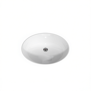 Lavabo Ovalado de Cerámica Blanca para Baño, 16.5x13.4 Pulgadas, Acabado Brillante, Diseño Minimalista - Product Image 1