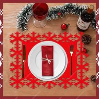 DAMAI 12 pièces napperons flocon de neige Table de noël rouge vert feutre napperons caboteur pour fête vacances maison dîner vaisselle décor