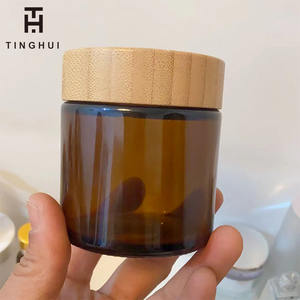 Crème pour le visage en pot de verre 100g, ambre givré, avec couvercle en plastique transparent - Product Image 1