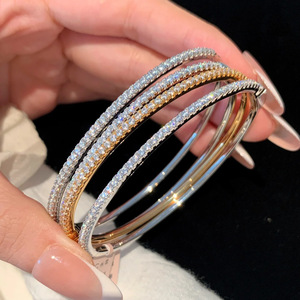Pulsera de circón de media eternidad, brazalete de cristal brillante delicado para mujer, joyería de moda - Product Image 2