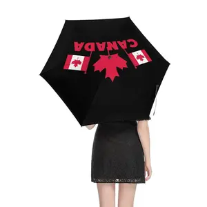 베스트 셀러 이상 개별 포장 캐나다 국기 로고 저렴한 접이식 자동 우산 빨간 편지