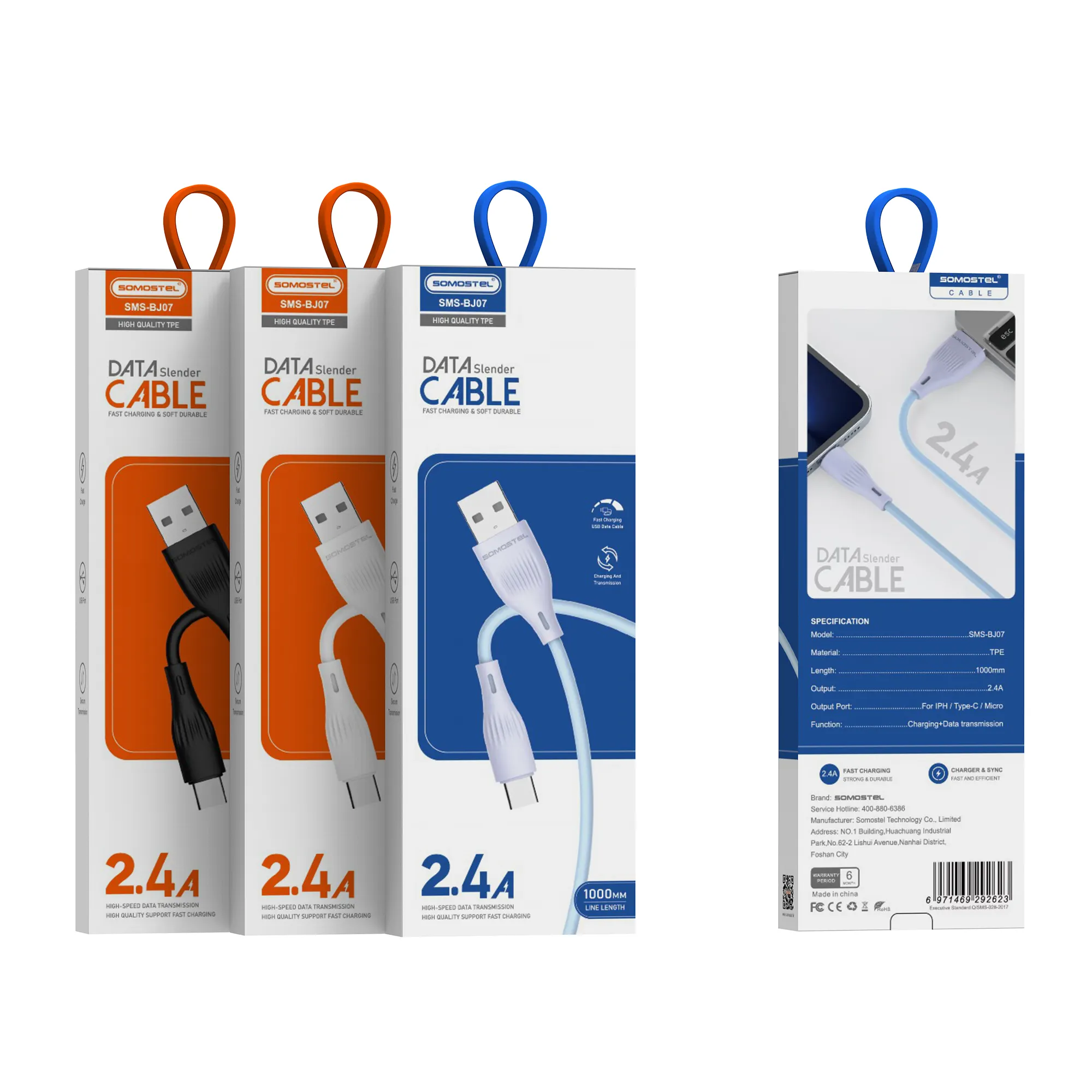 Gran oferta, Cable USB tipo C de 4 pies/1,2 m 2.4A, Cable de datos para teléfono móvil, de carga rápida Cable, cable de carga rápida de tipo C