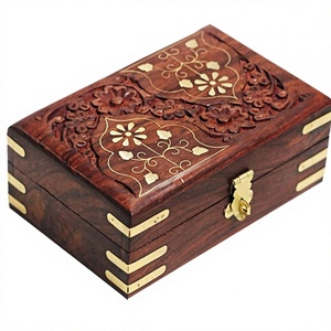 Caja de Madera Rectangular Tallada a Mano al por Mayor, Caja Decorativa de Arte Popular para Almacenamiento en Mesa, Decoración del Hogar - Product Image 1