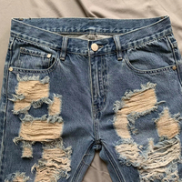 DENIMGUYS Jeans Crazy pour Hommes Mode de Rue Jeans Skinny Déchirés Slim Fit Pantalons Y2k Jeans Denim pour Hommes