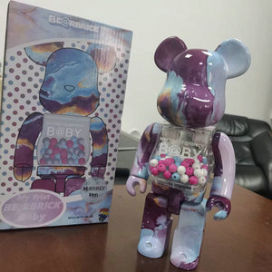 Bearbrick KAW 400% Nebula <span class=keywords><strong>Chiaki</strong></span> Block Bear – figurine ours violente pour décoration intérieure poupées pour enfants - Product Image 4