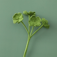 Branche de trèfle à quatre feuilles amigurumi faite à la main, cadeau minimaliste porte-bonheur pour la décoration de vase et de table