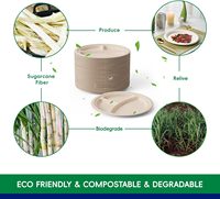 Lot de 150 assiettes jetables biodégradables en bagasse de canne à sucre écologiques, 10 pouces, résistantes, 3 compartiments, pour fêtes et dîners