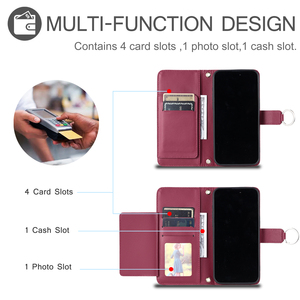 Funda de Teléfono de Cuero PU de Moda para Samsung S24/S25, Fundas Tipo Cartera para <span class=keywords><strong>A16</strong></span> A06 A35 A55, Fundas para iPhone 16 - Product Image 3
