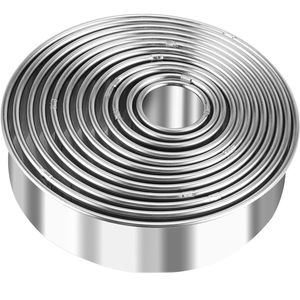 12 pièces en acier inoxydable cuisson pâtisserie coupe-pâte Mousse anneau moules forme ronde coupe cercle Cookie moules ensemble - Product Image 6