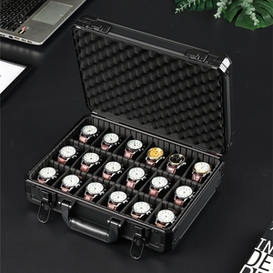 <span class=keywords><strong>Caja</strong></span> Organizadora Profesional Negra <span class=keywords><strong>para</strong></span> <span class=keywords><strong>Relojes</strong></span> con 1/3/5/10/12/18/24/21 Ranuras, <span class=keywords><strong>de</strong></span> Aluminio y <span class=keywords><strong>Madera</strong></span>, en Stock - Product Image 1