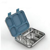 Boîte à bento, boîte à lunch. Bureau 304. Acier inoxydable. Étanche à l'air de qualité supérieure. Personnalisé. École. 5 compartiments. Boîte à lunch.