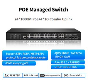 OEM ODM 4 8 16 24พอร์ตเลเยอร์2จัดการสวิตช์ PoE | web/cli SNMP vlan/qos/ 56Gbps | <span class=keywords><strong>กล้อง</strong></span> IP | โลโก้/เฟิร์มแวร์ที่กำหนดเอง - Product Image 6
