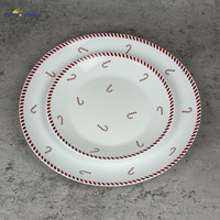 Ensemble de vaisselle en verre opale de 18 pièces, motif canne à sucre de Noël, assiettes et bols, vente en gros pour la maison, la cuisine, la décoration de table de fête de Noël