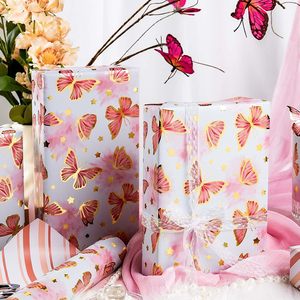 MAYPLUSS Girl Wrapping <b>Paper</b> <b>Roll</b> 17in x 16.5ft Gold Foil Butterfly Pink Gift <b>Wrap</b> for Baby Shower Bridal Wedding - Product Image 3