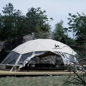 Bentuk kubah geodetik hutan luar ruangan, tenda kubah Geodesic mewah untuk berkemah dan kubah