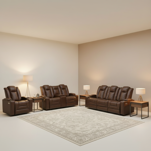 Conjunto de sofá reclinable eléctrico con luz LED, sofá con altavoz Bluetooth, sofá reclinable para sala de estar, sofá reclinable de cuero de lujo - Product Image 4