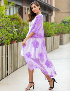 Kaftano e Tunica Lunga Maxi in Pizzo Bianco Trasparente OEM ODM all'Ingrosso - Product Image 4