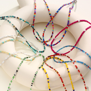Mini collar de cuentas de semillas de cristal de 3mm colorido bohemio, joyería hecha a mano de arcoíris para mujer, <span class=keywords><strong>vida</strong></span> diaria de verano - Product Image 2