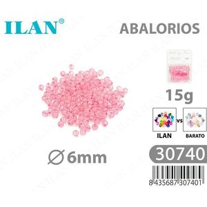 Ilan Abalorios Perline Rotonde Trasparenti Rosa Chiaro 6mm 15g - Product Image 1