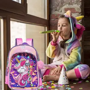 Vente en gros de sacs en vrac congelés Ensemble primaire pour filles Sac à dos personnalisé Licorne Sac d'école Sac à dos pour enfants Sac à dos