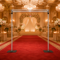Support de toile de fond réglable en alliage d'aluminium avec double barre horizontale, cadre métallique télescopique pour mur de fleurs ou rideau de mariage