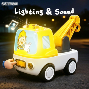 <span class=keywords><strong>Camion</strong></span> de chantier jaune à rétrofriction avec lumières et musique, jouet en plastique - Product Image 4