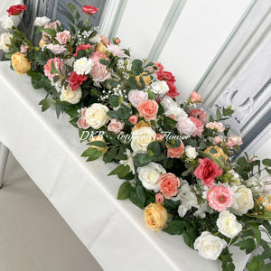 Corredor de flores de boda de Rosa de seda artificial de nuevo diseño en vegetación para Decoración de mesa en fiestas - Product Image 4