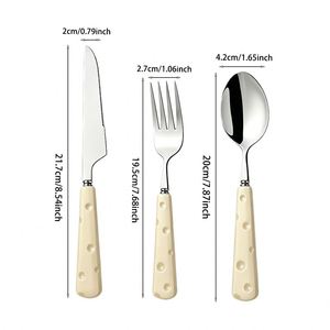 Creative Cheese Stainless Steel 3 Piece Cutlery <b>Set</b> with <b>Ceramic</b> Handle <b>Knife</b> Fork Spoon for Wedding Restaurant Banquet - Product Image 2