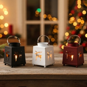 Trắng Tiny cổ điển trong nhà kim loại người giữ ngọn nến Mini giáng sinh trang trí LED <span class=keywords><strong>tealight</strong></span> đèn lồng để sử dụng nhà - Product Image 3