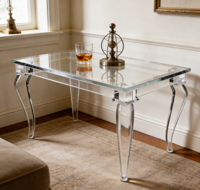 Table basse moderne en acrylique avec rangement, design convertible durable, hauteur réglable et étagères transparentes portables