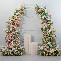 A10 Vente à Chaud Couleur Mixte Bleu rose Blanc Faux Demi Arche Fleurs Fleur Rose Rangée Événement de Mariage Fleurs Sauvages Décor Corne Arc
