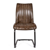 Chaises de salle à manger contemporaines en métal et cuir avec dossier de soutien et assise rembourrée confortable pour la salle à manger