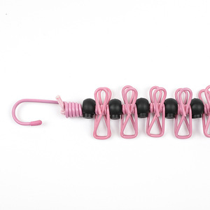 Windproof Retractable Clothesline With 12 <b>Clips</b> Portable Drying Line Round <b>Hook</b> Type Travel Friendly Clothing Organizer - Product Image 4