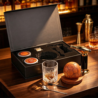 Kit de fumage de whisky haut de gamme en forme de ballon de football avec torche, copeaux de bois, verre en cristal, accessoires de bar, coffret cadeau pour les amateurs de cocktails
