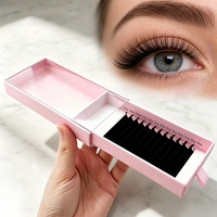 Extensions de cils ultra douces en faux vison mat personnalisées de 0,03 mm, boucles en D, pré-fabriquées