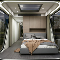 Maison-capsule spatiale moderne avec système d'éclairage intégré pour un environnement de vie confortable pour les séjours touristiques
