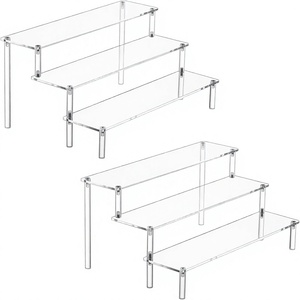 Exhibidores Acrílicos Transparentes de 3 Niveles, 2 Piezas, para Perfumes, Alimentos, <span class=keywords><strong>Amiibo</strong></span>, Figuras y Cupcakes - Organizador de Mesa - Product Image 1