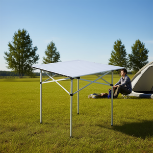 โต๊ะพับอลูมิเนียมพกพา Km0657 รูปทรงสี่เหลี่ยมผืนผ้า สำหรับ 4 ที่นั่ง พร้อมกระเป๋าหิ้ว สำหรับตั้งแคมป์กลางแจ้ง - Product Image 2