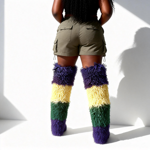 Özelleştirilebilir Büyük Beden Kadın Kışlık Suni Kürk Moğol Diz Üstü Çizmeler Koyun Derisi Diz Üstü Kar Botları - Product Image 2