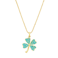 Gemnel argent sterling 925 plaqué or 14K pierre de cristal émeraude pierre turquoise charme pendentif trèfle collier