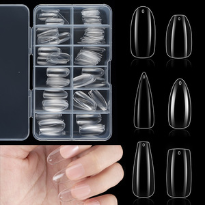 Nuevas 120 piezas de puntas de uñas de gel suave ultrafinas esmeriladas de cobertura completa, en formas Ballerina, Coffin, Almond, Olva, Stiletto y Square - Product Image 1
