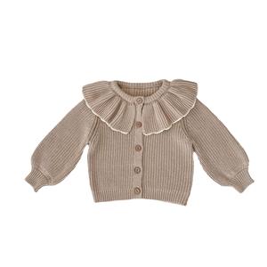 Ins Herbst Baby 0-3 Jahre altes Baby Mädchen Rüschen kragen Strick oberteil Kleine Strickjacke Pullover Outfit tragen - Product Image 1