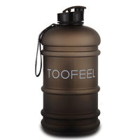 Bouteille en plastique noir mat, de 2,2 l, 1 tonne, carafe à eau, pour sportif, entraînement, Fitness, Petg
