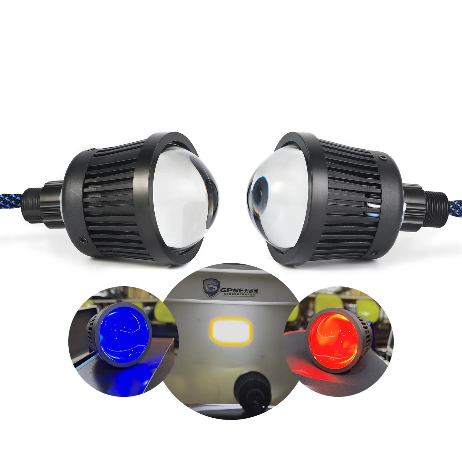 2,5 Zoll LED-Projektor Licht Single Fernlicht Laser Auto Scheinwerfer mit blau rot bösen Augen