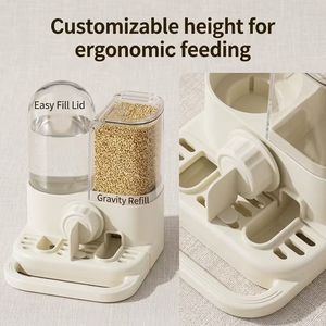 Automatic Pet <b>Feeder</b> With Adjustable Height For <b>Cats</b> Plastic Dual Container Water And Food Dispenser Modern Design Indoor Use - Product Image 3