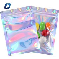 MOQ 100 pièces – Sacs d'emballage alimentaire en plastique holographique imprimé avec fermeture éclair, en Mylar holographique