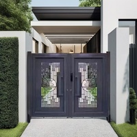 Portes d'entrée de cour en aluminium avec revêtement en poudre, design 2024, portes battantes en métal, sécurité extérieure, résidentiel, jardin, sur mesure