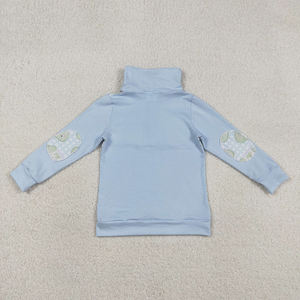 Camiseta de Golf Azul para Niñas, Manga Larga, con Botones, Estampado, Suave, Precio de Fábrica al por Mayor, Ropa Infantil en Oferta - Product Image 3