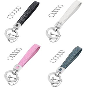 Porte-clés en cuir pour poignet, porte-clés de voiture avec 5 anneaux porte-clés et anneau en D anti-perte - Product Image 4