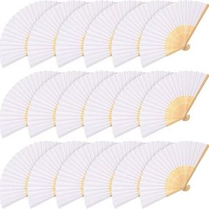 <b>12</b>-Pack Foldable Chinese Japanese Style Hand <b>Fans</b> Decorative DIY Bamboo Crafts for Wedding Party Dance Favors & Decoration - Product Image 1